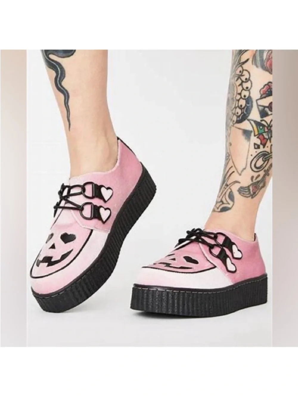 Strange Cvlt Jack O Lantern Face Velvet Platform Creepers Pink Size Women’s 10